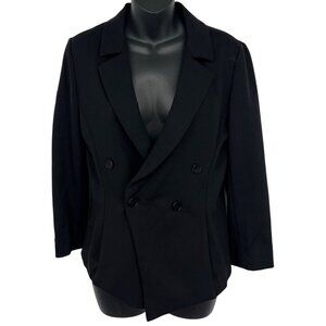 Emporio Armani Black Double Breasted Blazer Women Size 44 Modal Work Career New